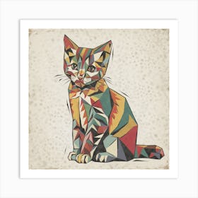 Geometric Cat Canvas Print Art Print