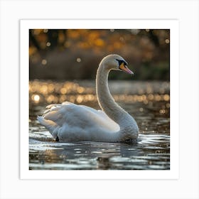 Swan In Autumn 1 Art Print