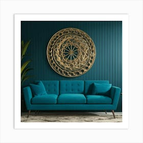 Blue Sofa In A Living Room Art Print