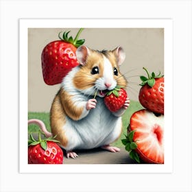 Strawberry Hamster Art Print