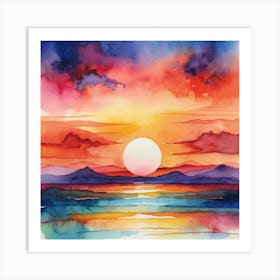 Watercolor Sunset Art Print