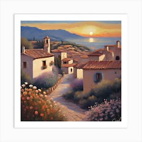 Sunset In The Village Art Print