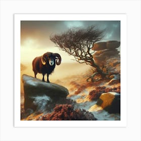 Ram In The Snow 7 Art Print