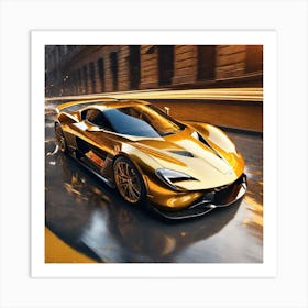 Golden Aston Martin 2 Art Print