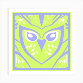 Chic Owl Grey And Green  Art Print
