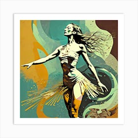 Abstract Ballerina Depicted In Motion Art Print