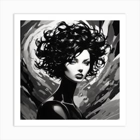 Woman In Black And White Art Print