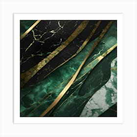 Luxury Abstract Dark Green And Black Marble Art Print