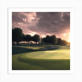 Sunset Golf Course Art Print
