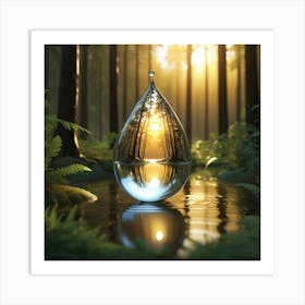 Water Drop In The Forest Art Print