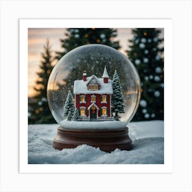 Snow Globe With House Art Print