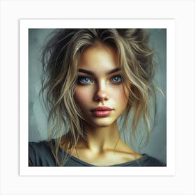 Portrait Of A Girl With Blue Eyes 6 Art Print