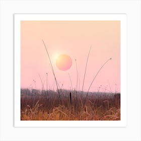 Minimal Sunset In The Forest Square Art Print