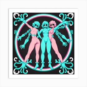 Three Nude Women Art Print