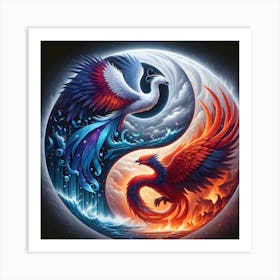 Yin Yang Phoenix Art Print