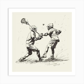 Two Lacrosse Players In Action 4 Art Print