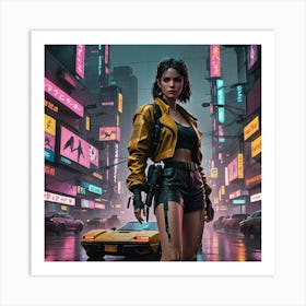 Cyberpunk anime girl 3 Art Print