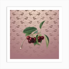 Vintage Cherry Botanical on Dusty Pink Pattern n.0854 Art Print