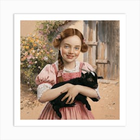 Little Girl With Goat Art Print