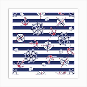 Seamless Marine Pattern Art Print