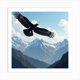 A Majestic Andean Condor Soaring Above The Mountains 1 Art Print