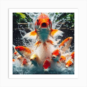 Koi Fish Jumping 1 Art Print