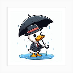 Duck In The Rain 4 Art Print