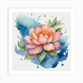 Peony Watercolor Painting Art Print