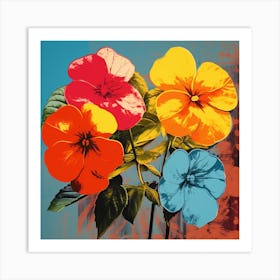 Andy Warhol Style Pop Art Flowers Impatiens 1 Square Art Print
