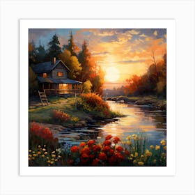 Riverside Rhapsody in Brushwork Art Print