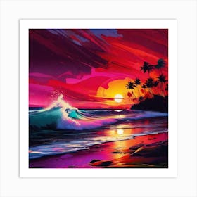 Sunset At The Beach 232 Art Print