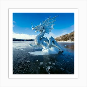 Firefly Majestic Ice Dragon Above Frozen Lake 19519 (2) Art Print