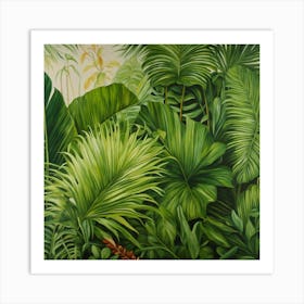 Oil Painted Realistic Mural Of Green Tropical Rain (9) Art Print