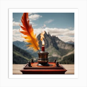 Feather And A Candle Art Print