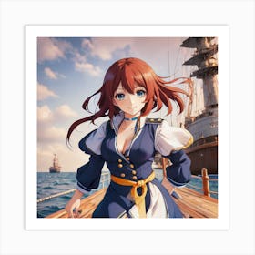 Anime Girl Standing On A Dock Art Print