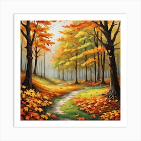 Forest In Autumn In Minimalist Style Square Composition 290 Art Print