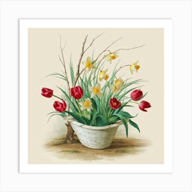 Daffodils In A Basket Art Print