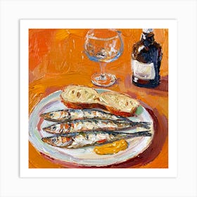 Sardines And Wine Art Print