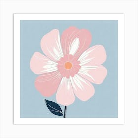 A White And Pink Flower In Minimalist Style Square Composition 688 Art Print