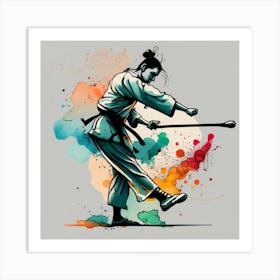 wushu Girl - Martial Arts - Bo Staff Art Print