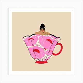 Nap In A Teacup Square Art Print