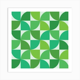 Mid Century Minimalist Geometric  Green Shapes Art Print