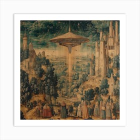 Alien Invasion Ancient Tapestry 4 Art Print