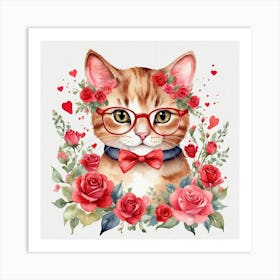 Valentine'S Day Cat Art Print