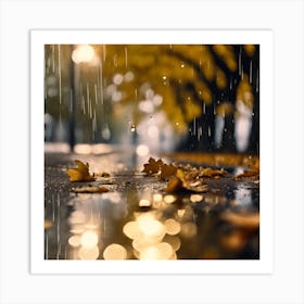 Golden Light on the Fallen Leaves Of Autumn Art Print