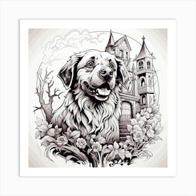 Dog In A Castle 3 Art Print