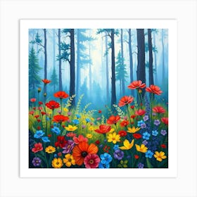 Flowers In The Forest Art Print