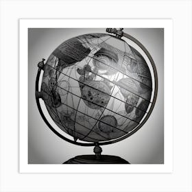 Steampunk World Globe Art Print
