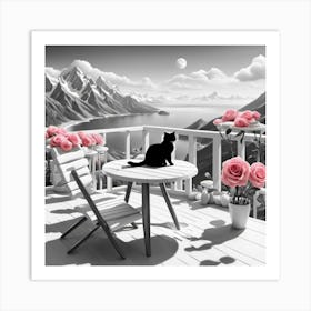 Cat On The Balcony Art Print