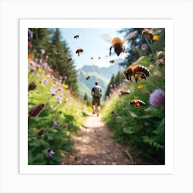 Bees In The Meadow 3 Art Print